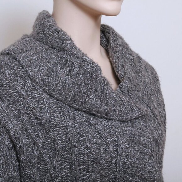 Carolyn Taylor Cowl Neck Casual Knit Rope Tie Open Cardigan Gray Women Size L - Picture 5 of 11